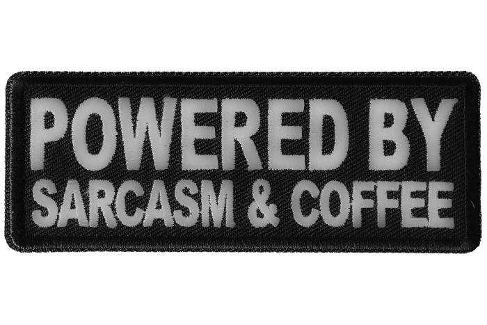 Powered By Sarcasm and Coffee Funny Iron on Patch
