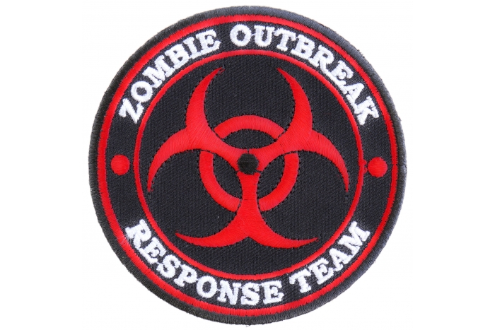Zombie OutBreak Response Team Red Funny Iron on Patch