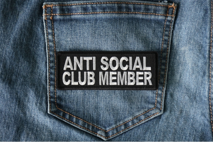 Anti Social Club Member Funny Iron on Patch shown on jeans