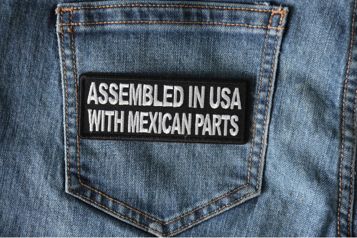 Assembled in USA with Mexican Parts Patch shown on jeans