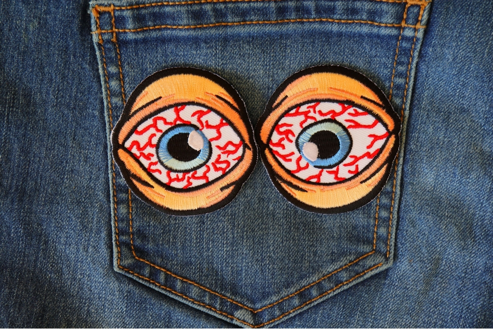 Bloodshot Eyes Funny Iron on Patch - Iron on Funny Patches by Ivamis Patches