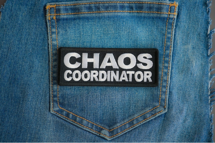 Chaos Coordinator Patch shown on jeans