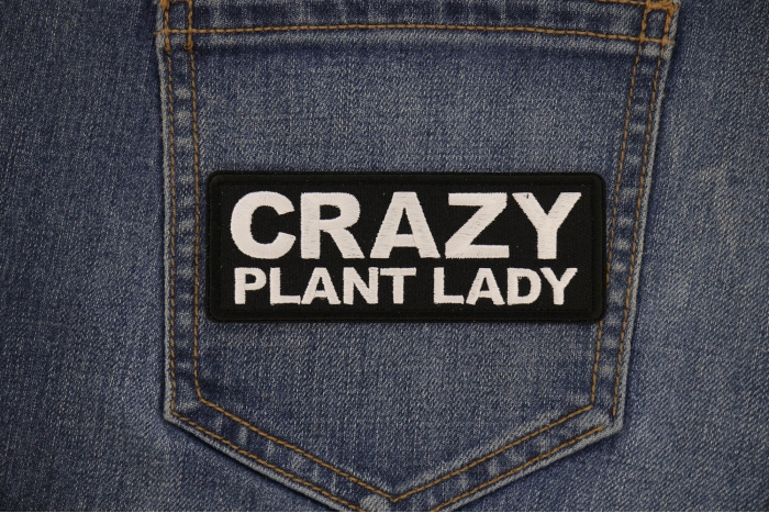 Crazy Plant Lady Patch shown on jeans