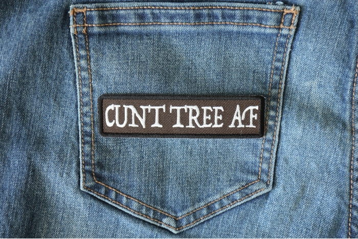 Cunt Tree AF Funny Iron on Patch shown on jeans