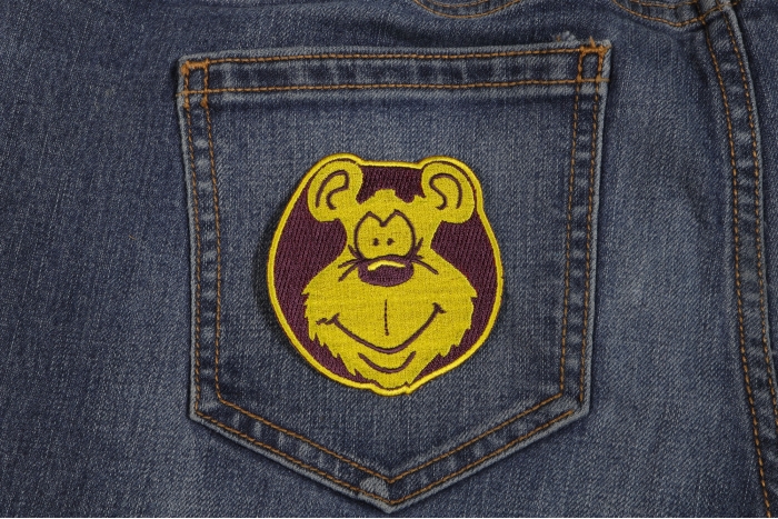 Cute Bear Funny Iron on Patch shown on jeans
