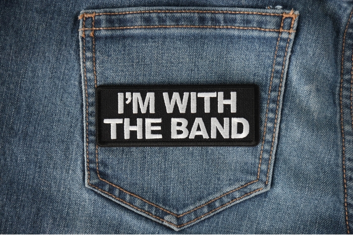 I'm with the Band Funny Iron on Patch shown on jeans