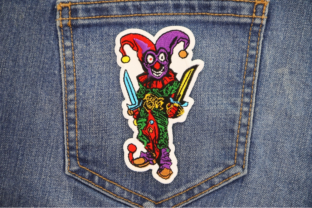 Jester Clown with Knives Patch - Iron on Funny Patches by