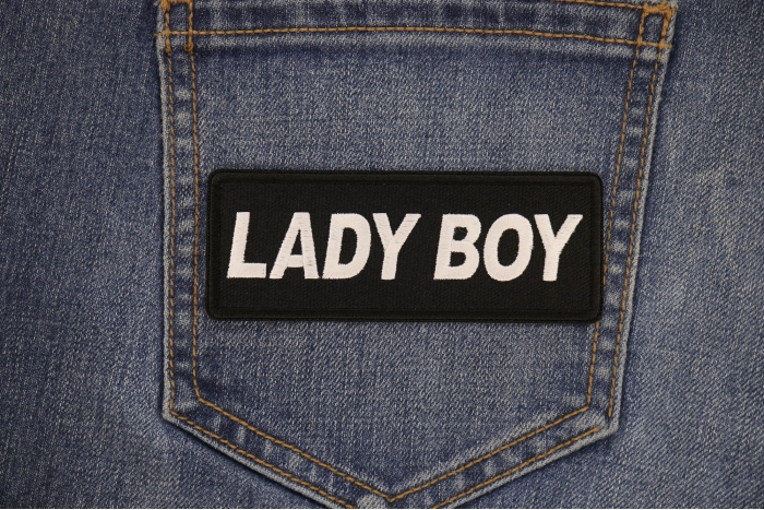 Lady Boy Patch shown on jeans
