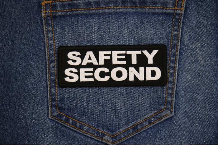 Safety Second Patch shown on jeans