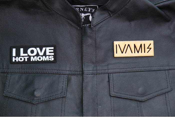 I love hot moms Patch, Funny Saying Patches, Sew or Iron on Patch shown on leather vest