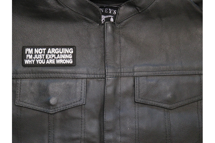 I'm no arguing I'm just explaining why you are wrong patch shown on leather vest