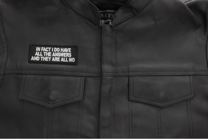 In fact I do have all the answers and they are all no patch shown on leather vest