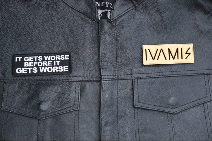 It Gets Worse before it gets worse Patch, Morale Patches, Sew or Iron on shown on leather vest