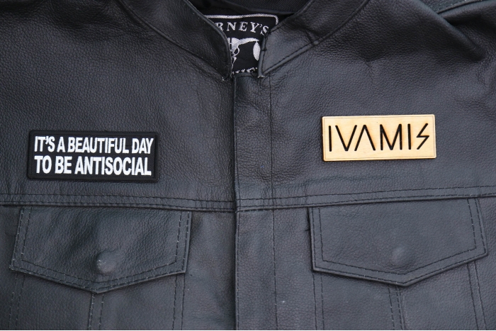 It's a Beautiful Day to be Antisocial Patch, Funny Saying Patches, Sew or Iron on Patch shown on leather vest