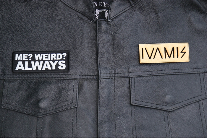 Me Weird Always Patch, Funny Saying Patches, Sew or Iron on Patch shown on leather vest