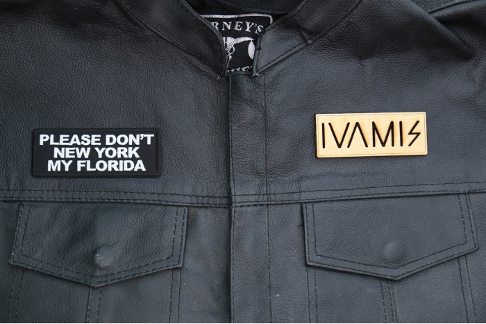 Please Don't New York my Florida Patch, Funny Saying Patches, Sew or Iron on Patch shown on leather vest