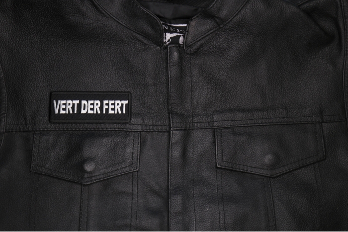 Vert Der Fert Patch shown on leather vest