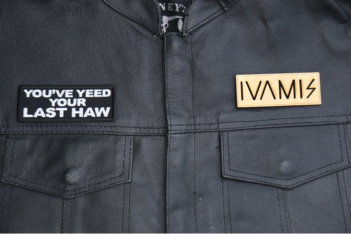 You've Yeed your Last Haw Patch, Funny Saying Patches, Sew or Iron on shown on leather vest