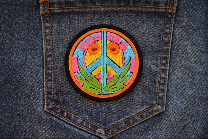 Hippie Peace Patch shown on jeans