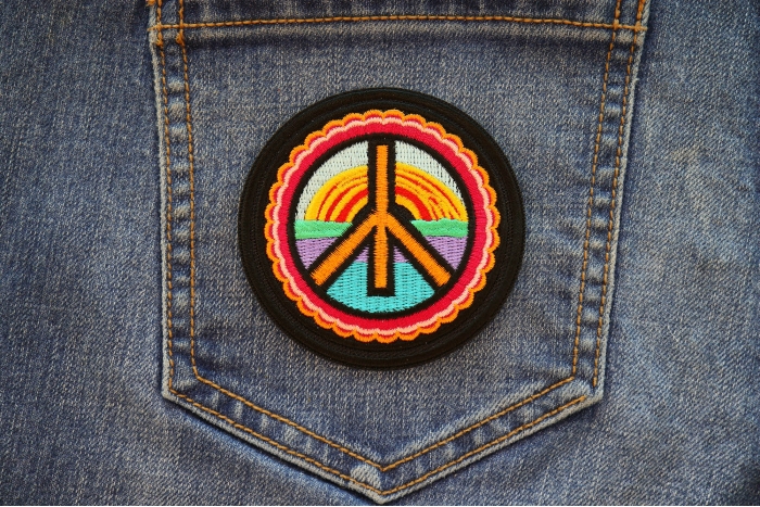Hippie Peace Patch shown on jeans