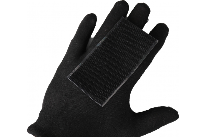 Peel and Stick Hook Backing - 4x2 inch shown on leather vest