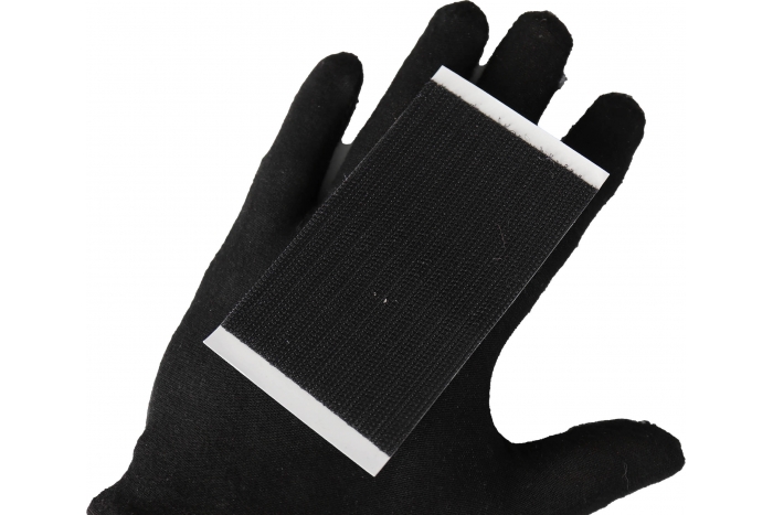 Peel and Stick Hook Backing - 4x2.5 inch shown on leather vest