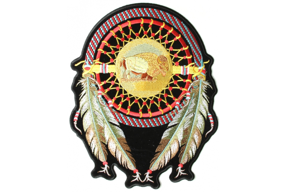 Buffalo Dream Catcher Native Tribal Patch Large