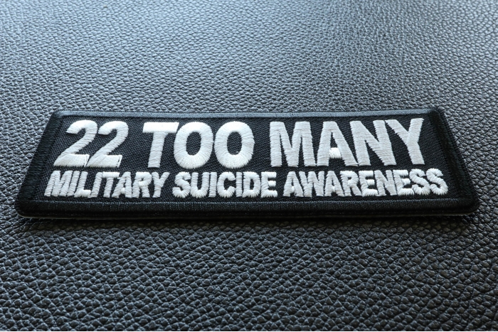 22 Too Many Military Suicide Awareness Patch diagonal view