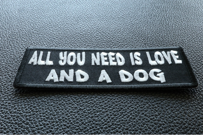 All You Need is Love And a Dog Morale Patch diagonal view