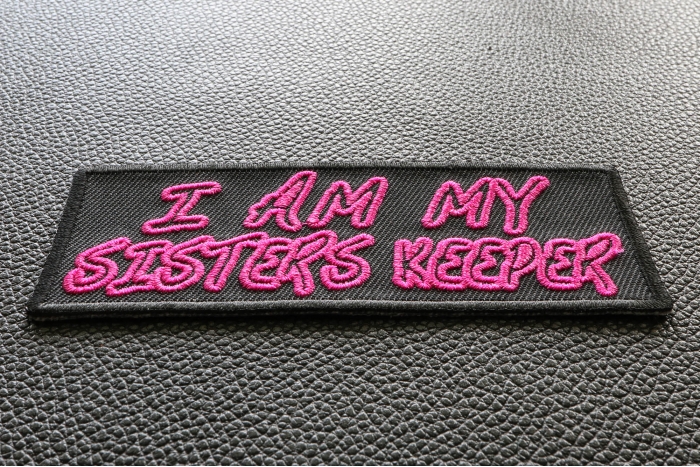 I Am My Sisters Keeper Iron on Morale Patch diagonal view
