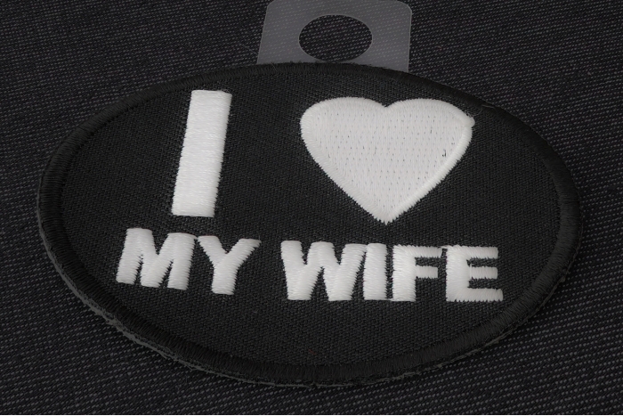 I Love My Wife Iron on Morale Patch diagonal view