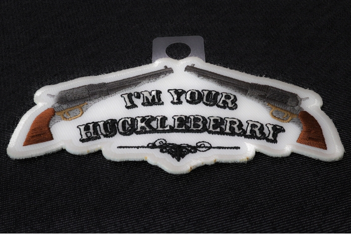 I'm Your Huckleberry Iron on Morale Patch diagonal view