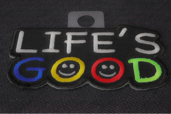 Life's Good Iron on Morale Patch diagonal view