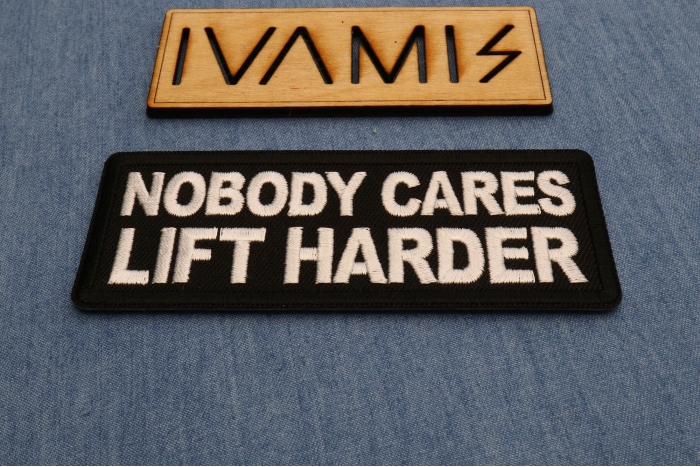 Nobody Cares Lift Harder Patch diagonal view