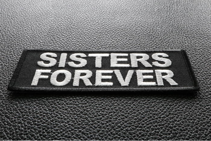 Sisters Forever Iron on Morale Patch diagonal view