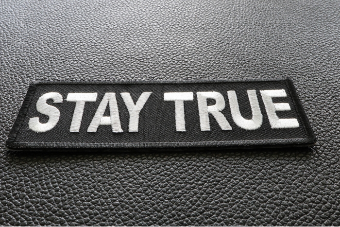 Stay True Iron on Morale Patch diagonal view