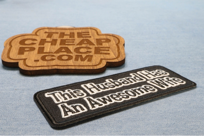 This Husband Has An Awesome Wife Patch diagonal view