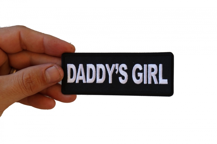 Daddy's Girl Patch shown on hand for size comparison