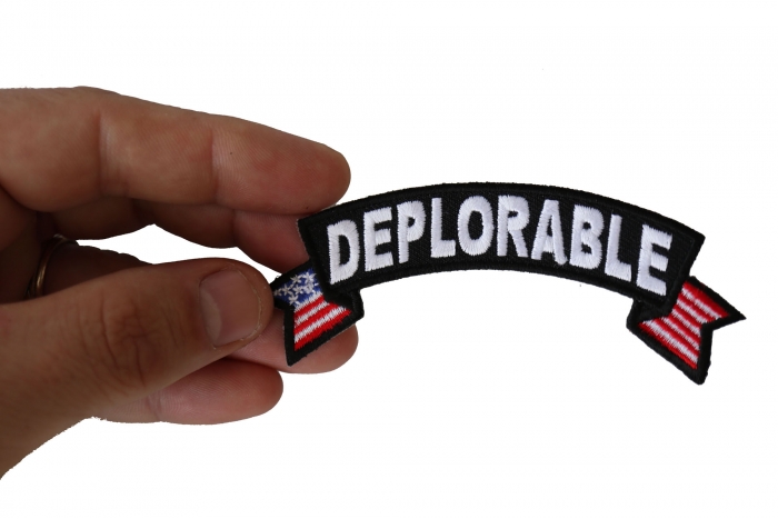 Deplorable Patch, Trump Patches shown on hand for size comparison