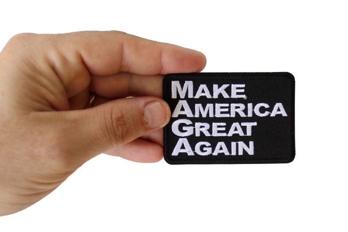 Make America Great Again Patch, Trump Patches shown on hand for size comparison