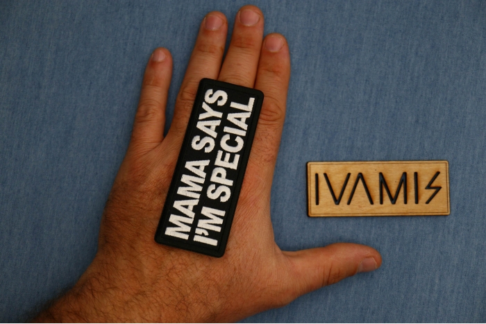 Mama Say's I'm Special Patch shown on hand for size comparison