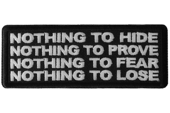 Nothing to Hide Prove Fear Lose Iron on Morale Patch