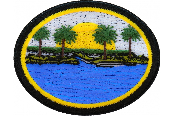 Sea and Palms Sunset Iron on Patch
