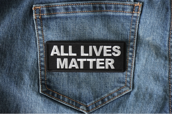 All Lives Matter Patch shown on jeans