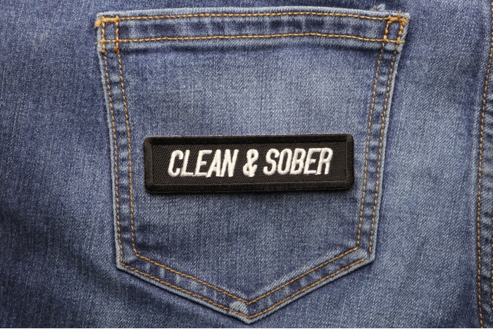 Clean and Sober Patch shown on jeans