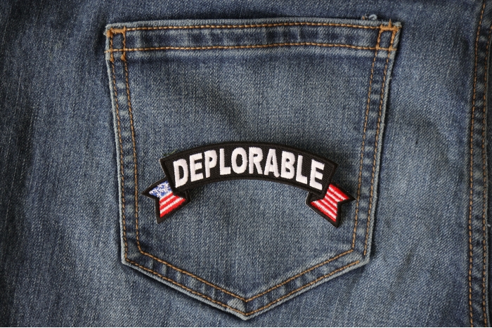 Deplorable Patch shown on jeans
