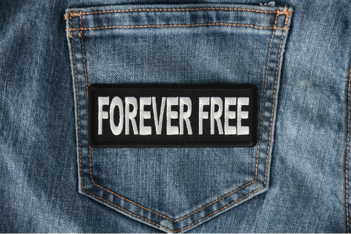 Forever Free Patch shown on jeans