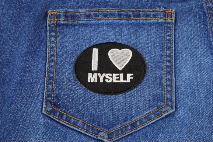 I Love Myself Patch shown on jeans