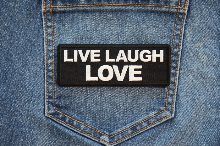Live Laugh Love Patch shown on jeans