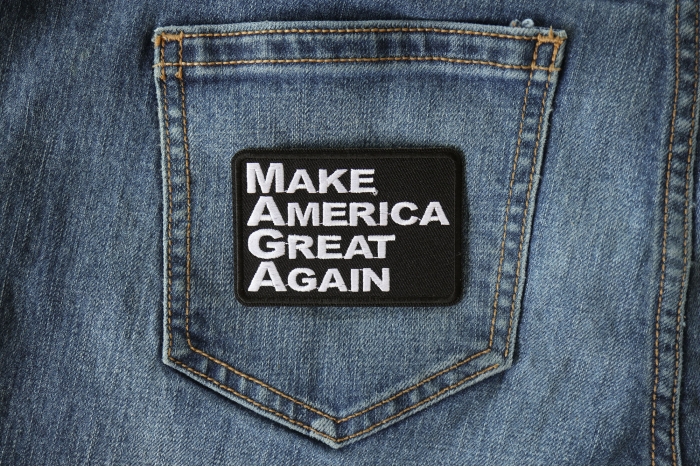 Make America Great Again Patch shown on jeans